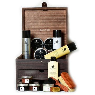 Complete Wooden Box for Renewing Leather and Suede Shoes - Famaco Paris Grand Cube
